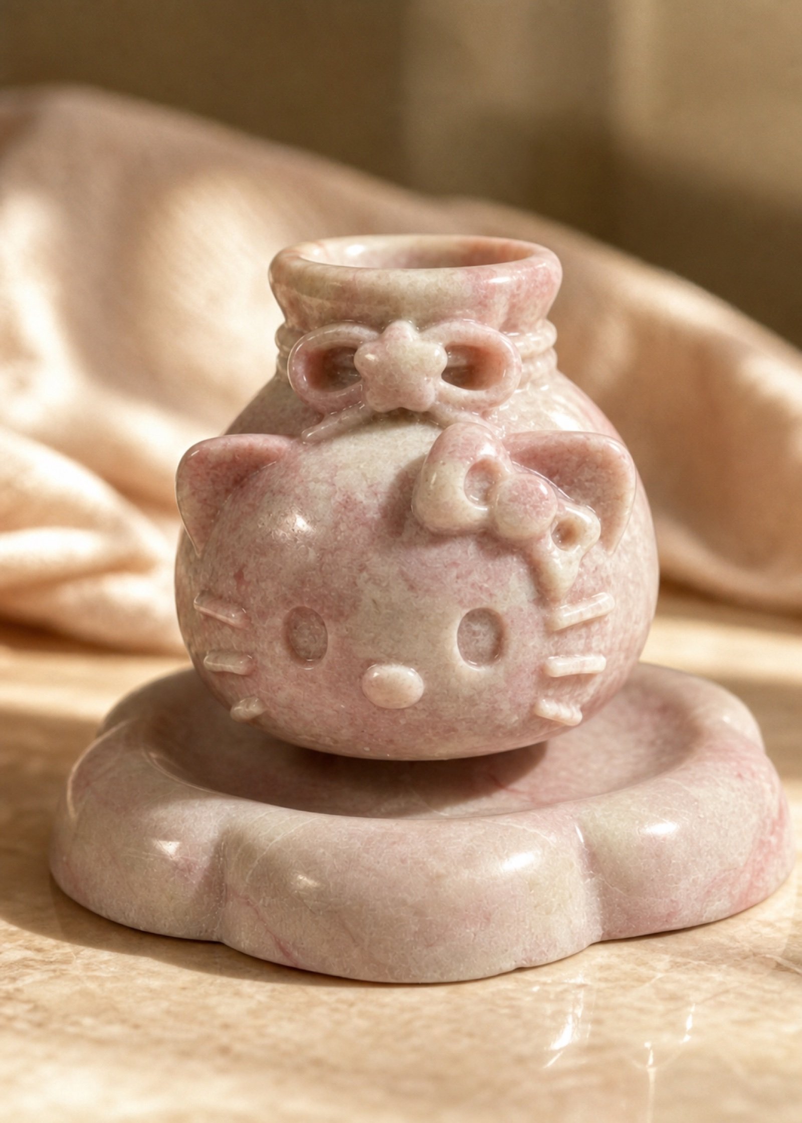 Pink Vase On Stone Base product view 6