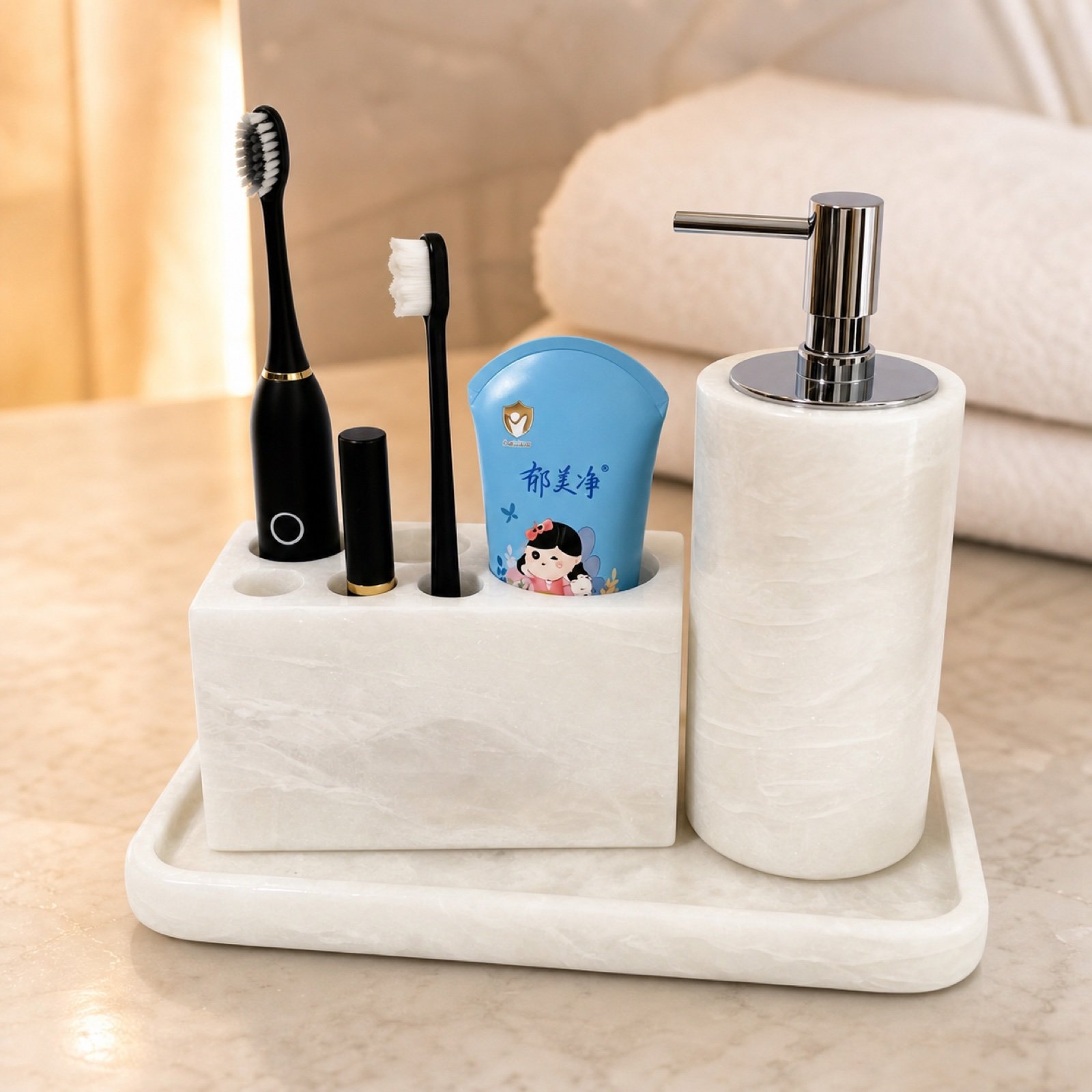 White Bathroom Accessory Set product view 6