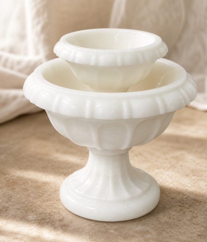 White Stone Vase Bowl product view 6