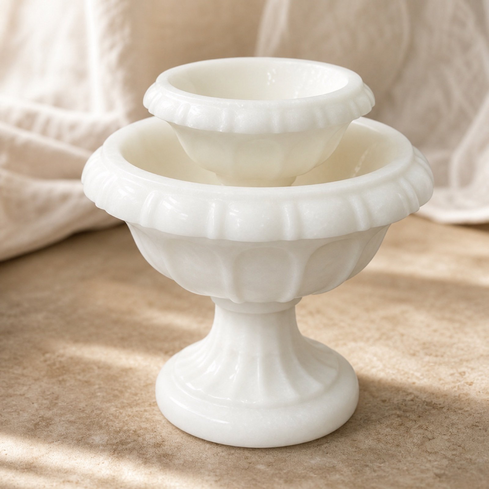 White Stone Vase Bowl product view 6